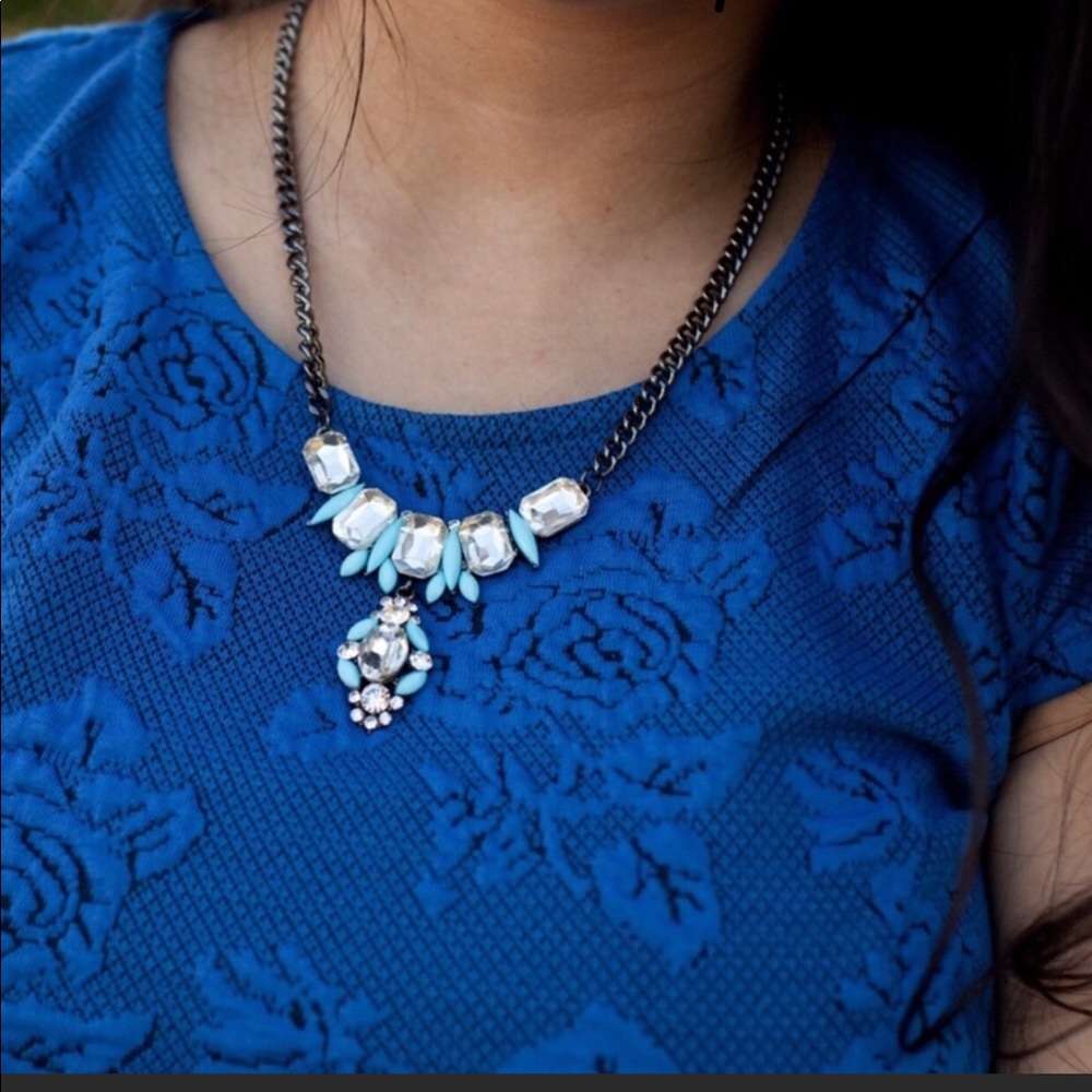 Blue Glass Crystal Necklace